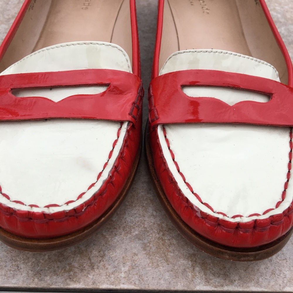 kate spade Red and White Patent Leather Loafer - Picture 3 of 8